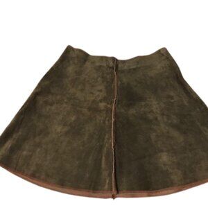 Dark Green Suede Mini Skirt - Tony Graham - Size S - Neo Hippie